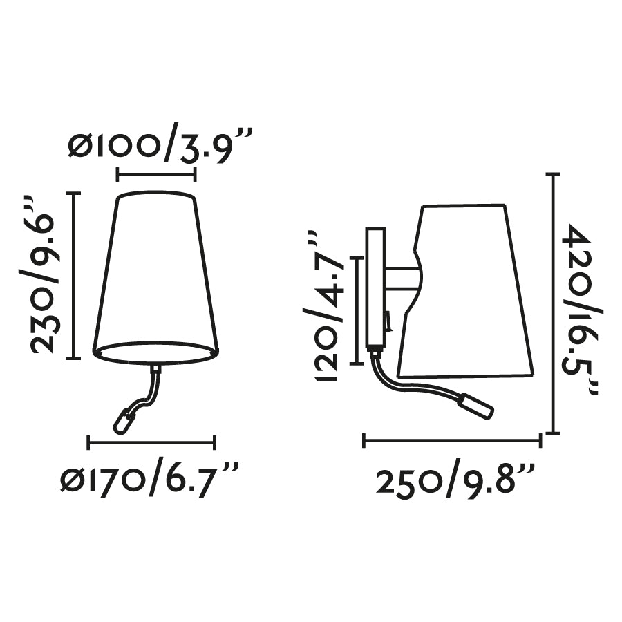 LUPE Black/beige wall lamp with reader