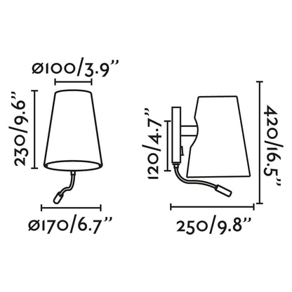 LUPE Black/beige wall lamp with reader