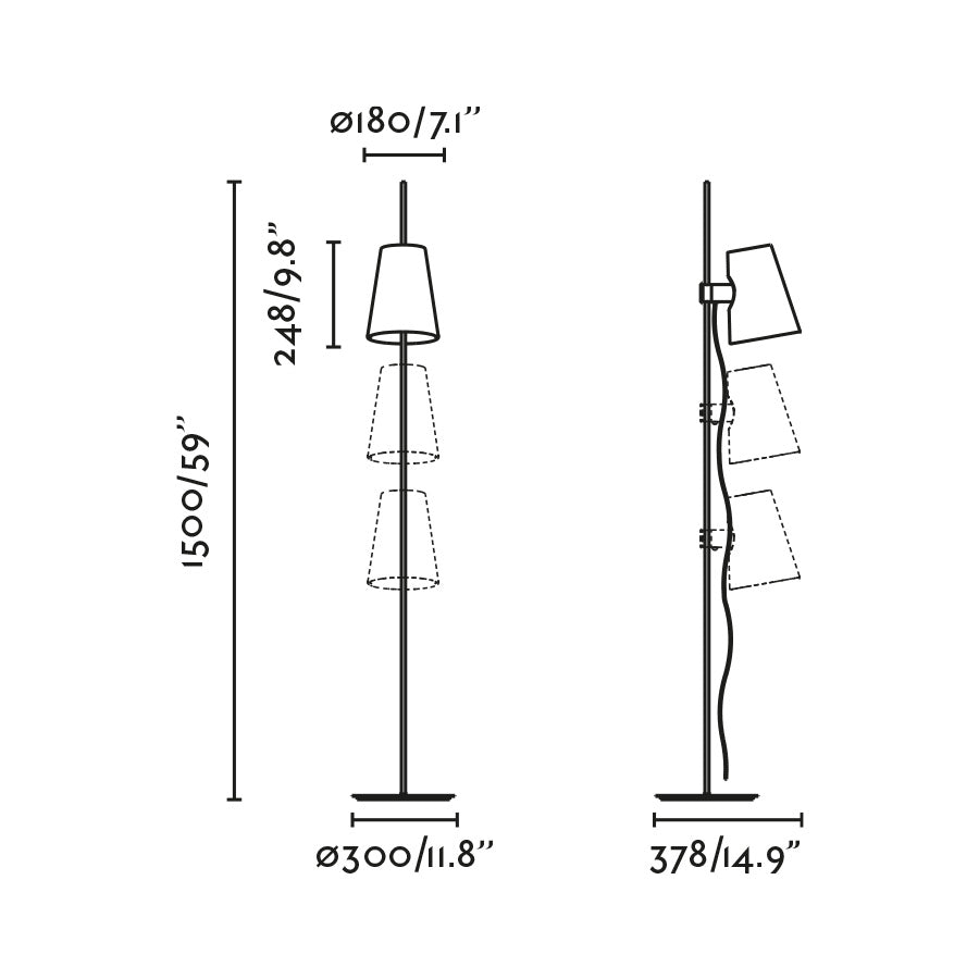 LUPE Black/beige floor lamp