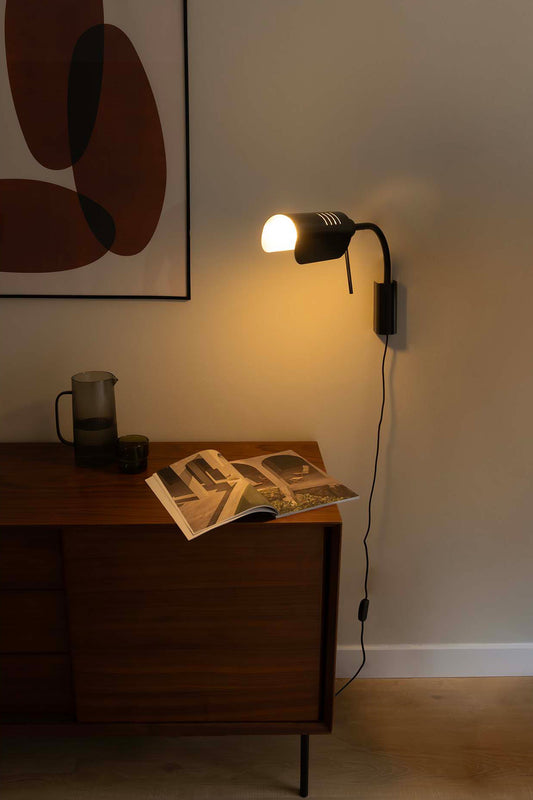 Wall light MARTINICA SIDE ARM WALL SCONCE BLACK SHADE 1xE27