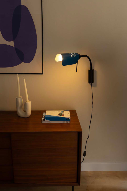 Wall light MARTINICA SIDE ARM WALL LIGHT WITH BLUE SHADE 1xE27