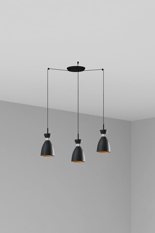 RETRO 3L Black and copper pendant lamp