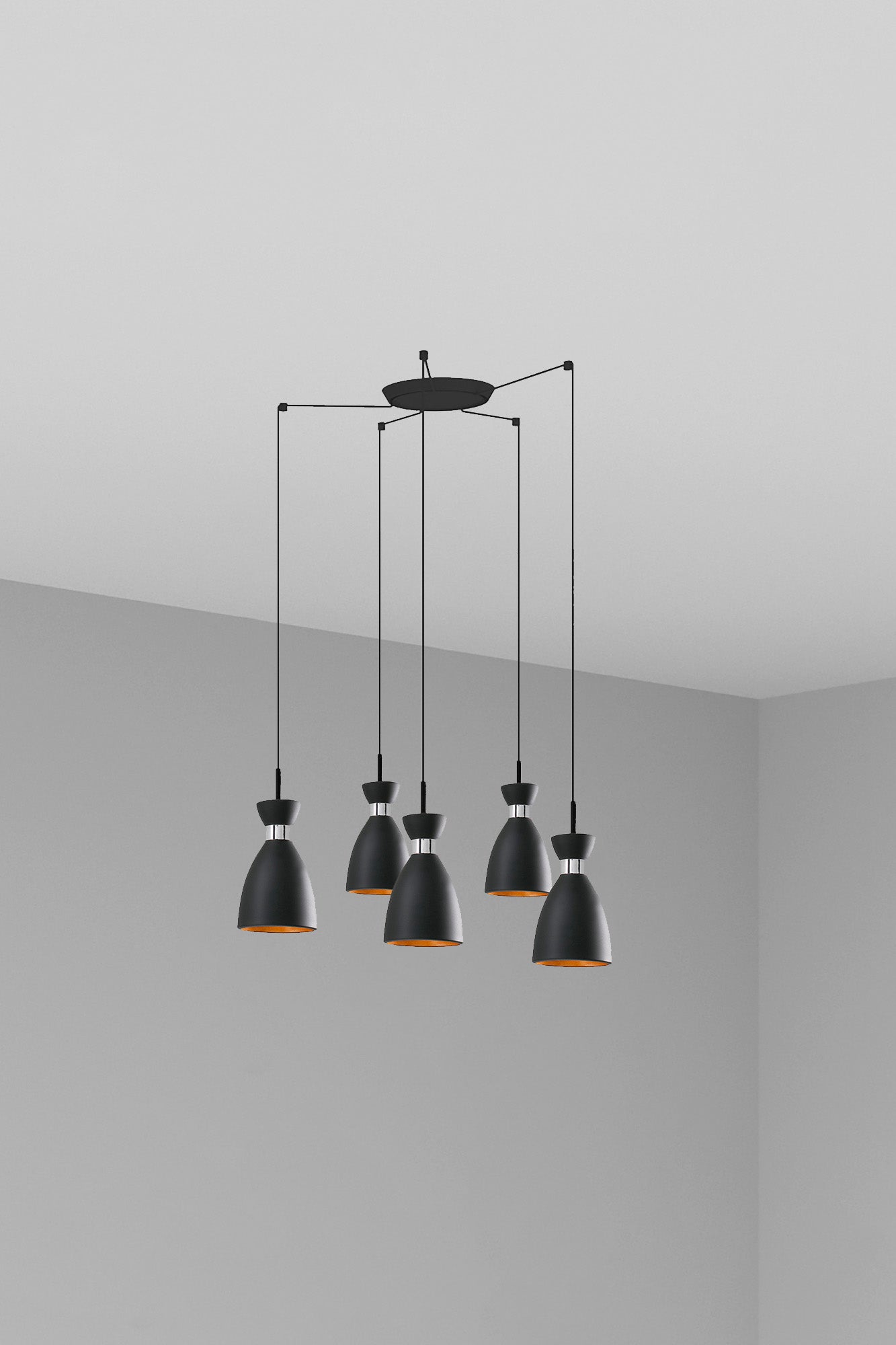 RETRO 5L Black and copper pendant lamp