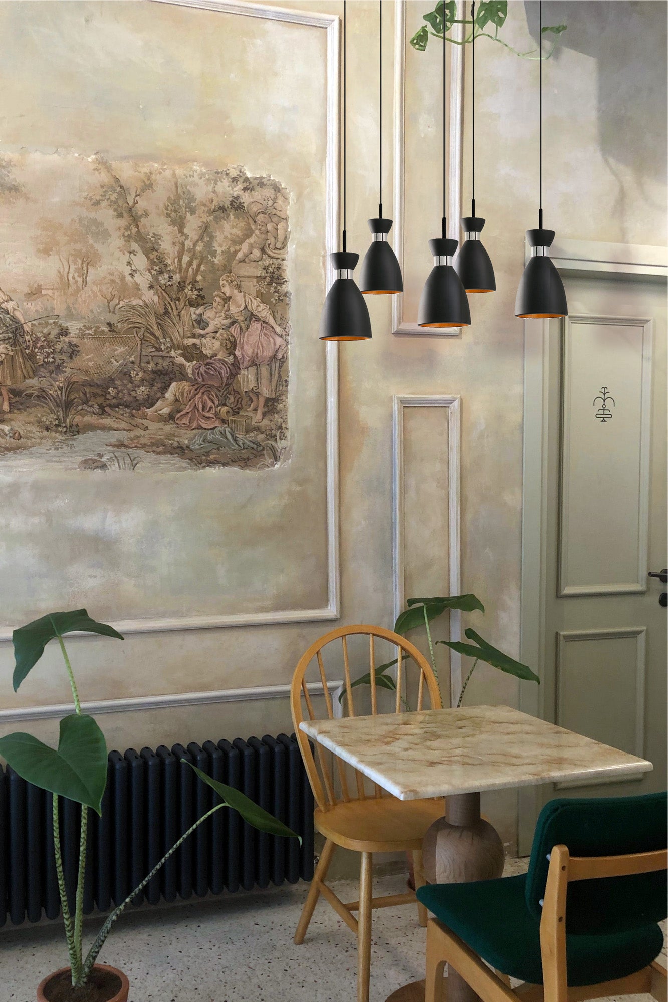 RETRO 5L Black and copper pendant lamp