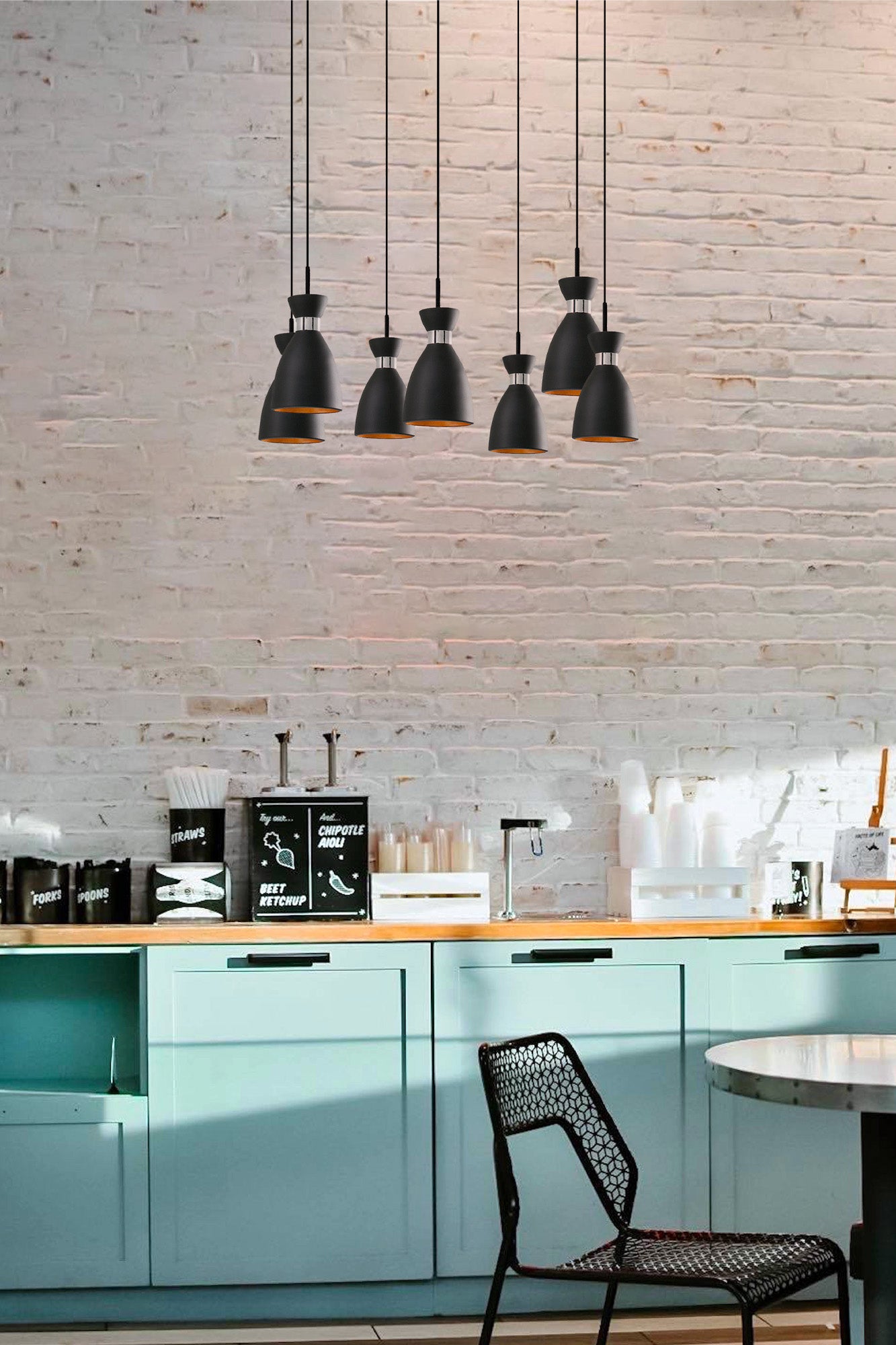 RETRO 7L Black and copper pendant lamp
