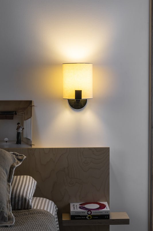 Wall light NILA BLACK WALL LIGHT WHITE PANEL R.1xE27 LCTR 3W 3000K
