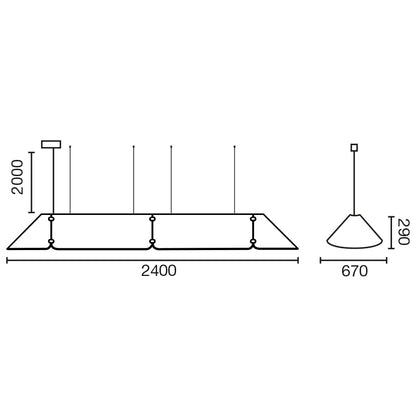 FONOVIA COLGANTE GRIS 2400MM 50W 3000K