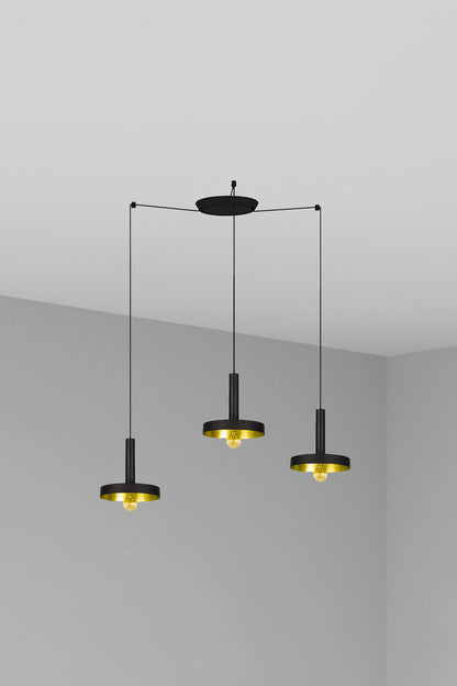 WHIZZ 3L Black/golden pendant lamp