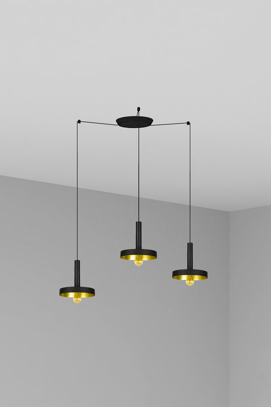 WHIZZ 3L Black/golden pendant lamp