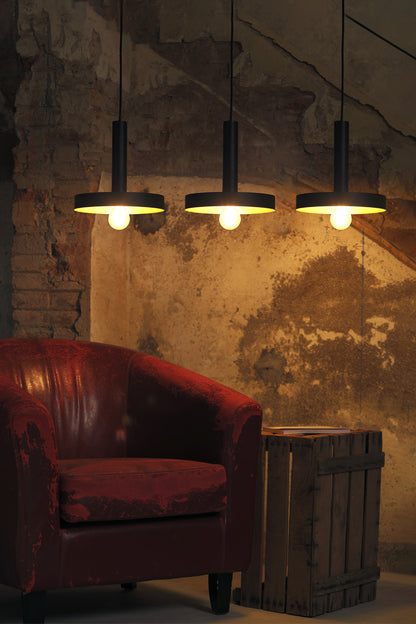 WHIZZ 3L Black/golden pendant lamp