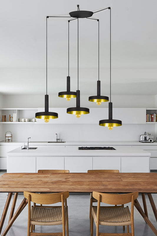 WHIZZ 5L Black/golden pendant lamp