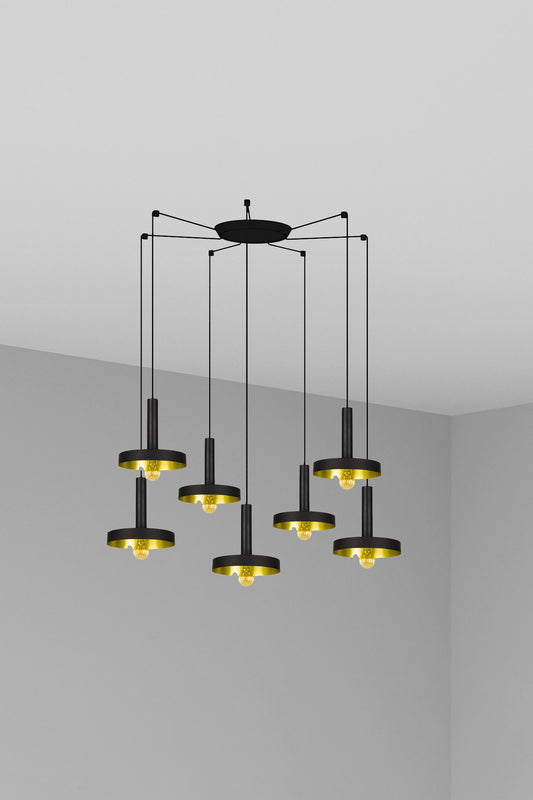 WHIZZ 7L Black/golden pendant lamp