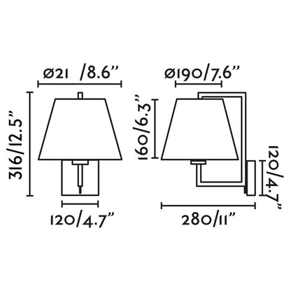 FRAME Old gold/white wall lamp