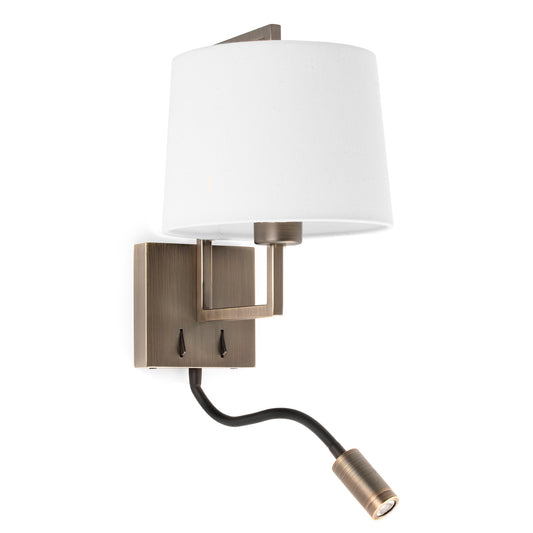 FRAME Old gold/white wall lamp with reader