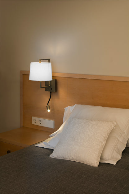 FRAME Old gold/white wall lamp with reader