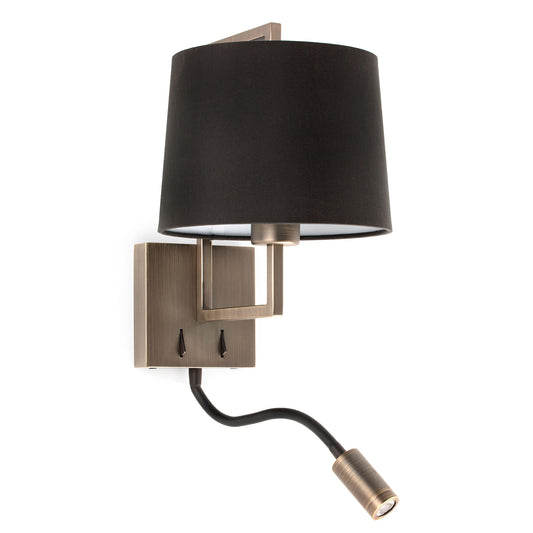 FRAME Old gold/black wall lamp with reader