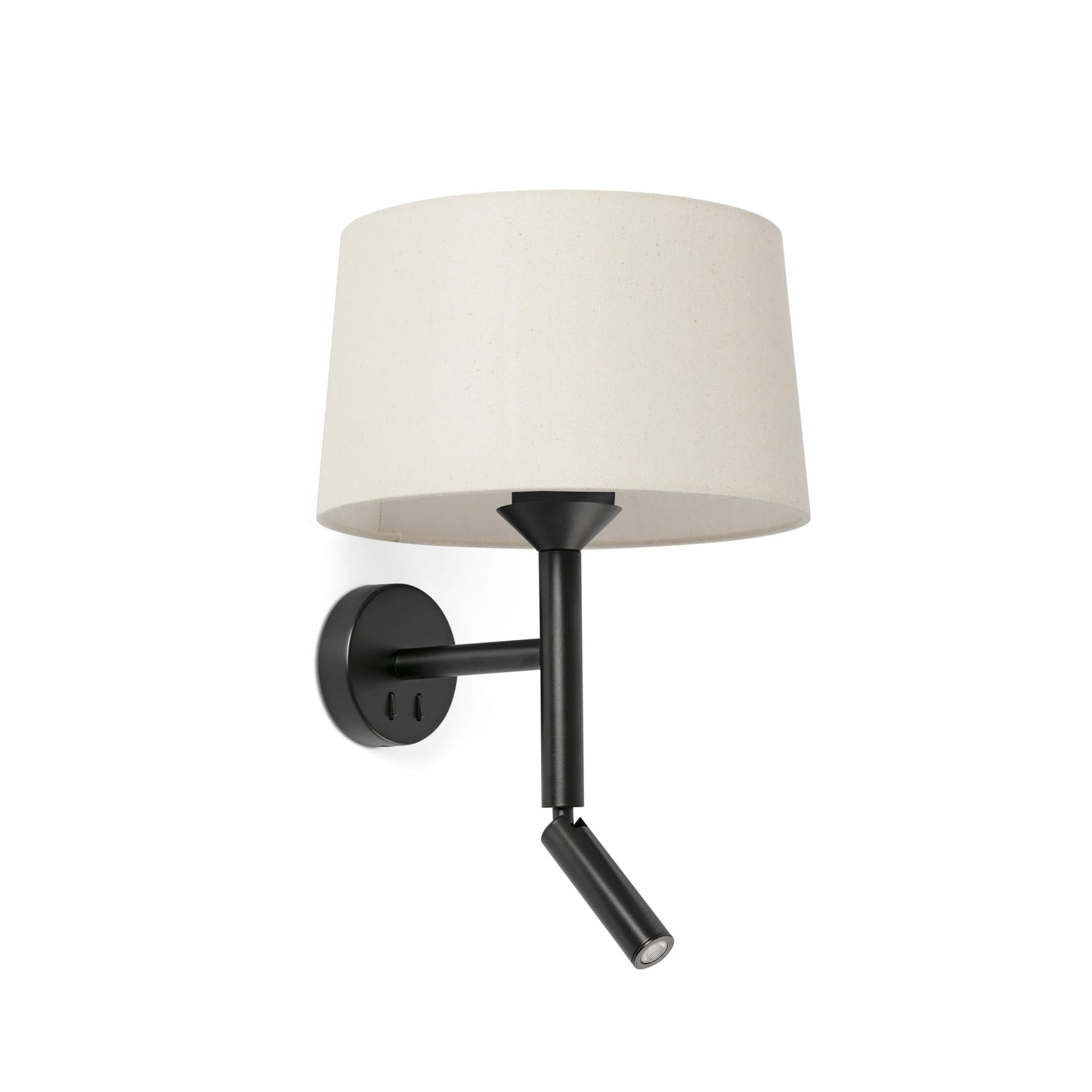 WINDSOR Black/Leinen wall lamp with reader