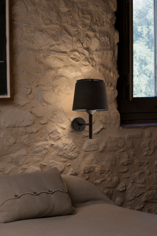 Wall light SAVOY BLACK WALL LIGHT WITH BLACK SHADE