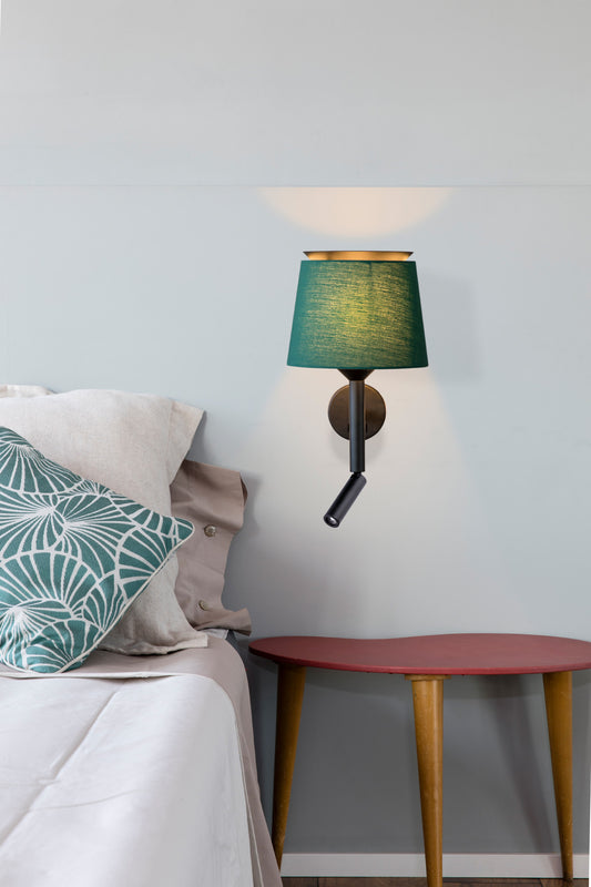 Wall light SAVOY WALL APPLIQUE WITH BLACK READER AND GREEN SCREEN