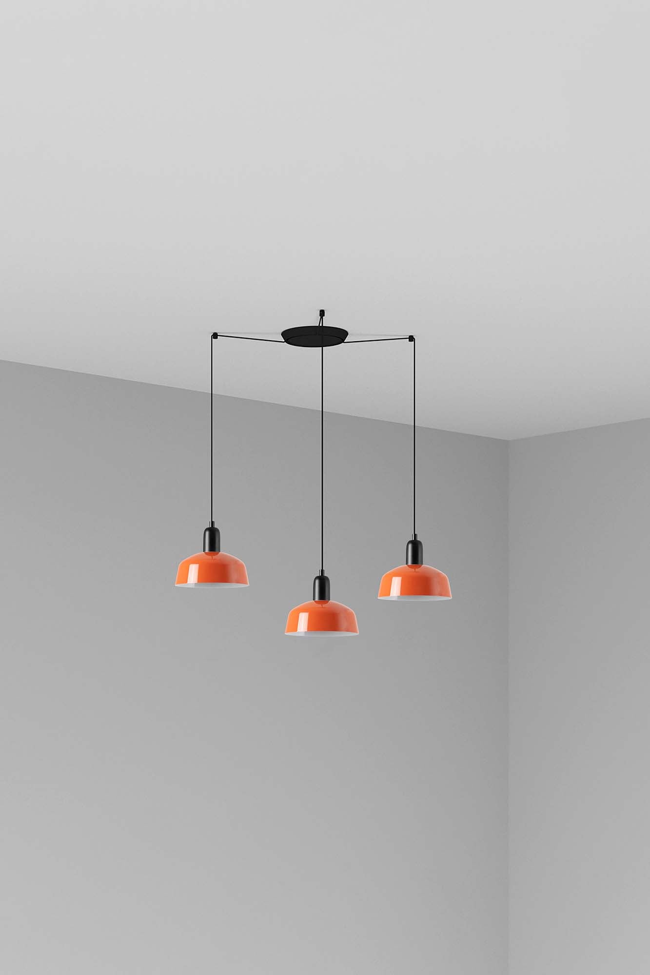 TATAWIN S metal 3L Reddish orange pendant lamp