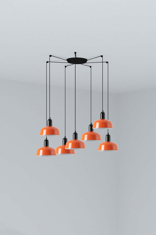 Pendant lamp TATAWIN PANT. METAL S ORANGE RED. 7xE27