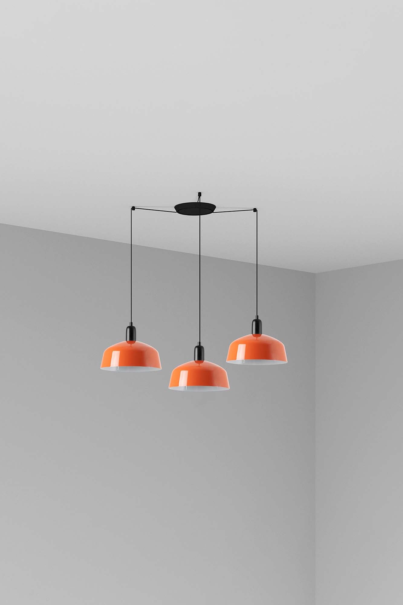 TATAWIN M metal 3L Reddish orange pendant lamp