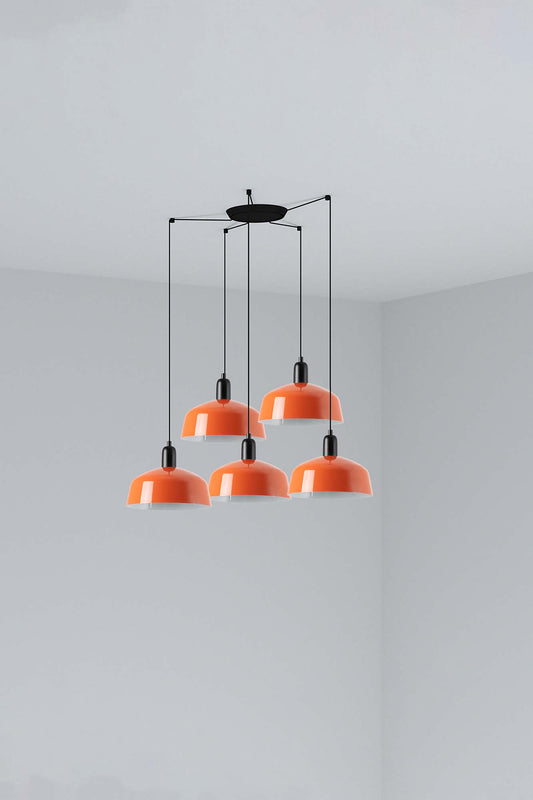 Pendant lamp TATAWIN PANT. METAL M ORANGE RED. 5xE27