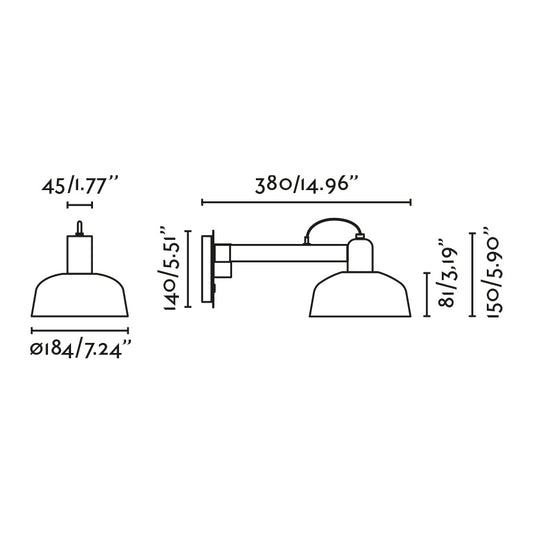 Wall light TATAWIN WALL SCONCE ARM BLACK SHADE 1xE27