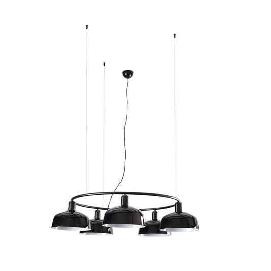 Pendant lamp TATAWIN CIRCULAR PENDANT LAMP WITH BLACK SHADE M 5xE27