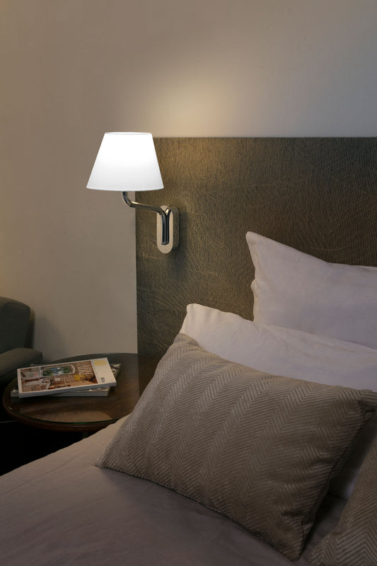 Wall light ETERNA CHROME WALL LIGHT E27 15W WHITE SHADE