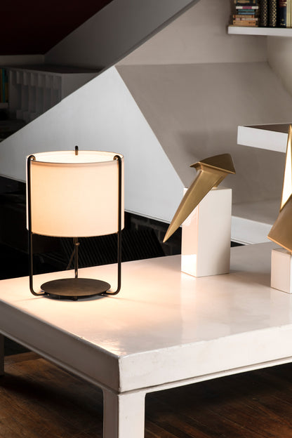 DRUM Black/beige table lamp
