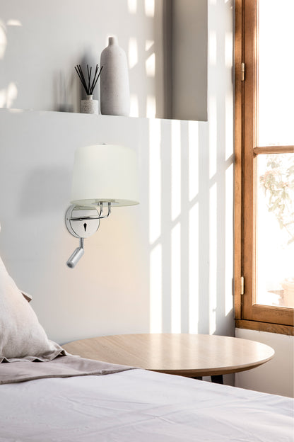 MONTREAL Chrome/white wall lamp with reader