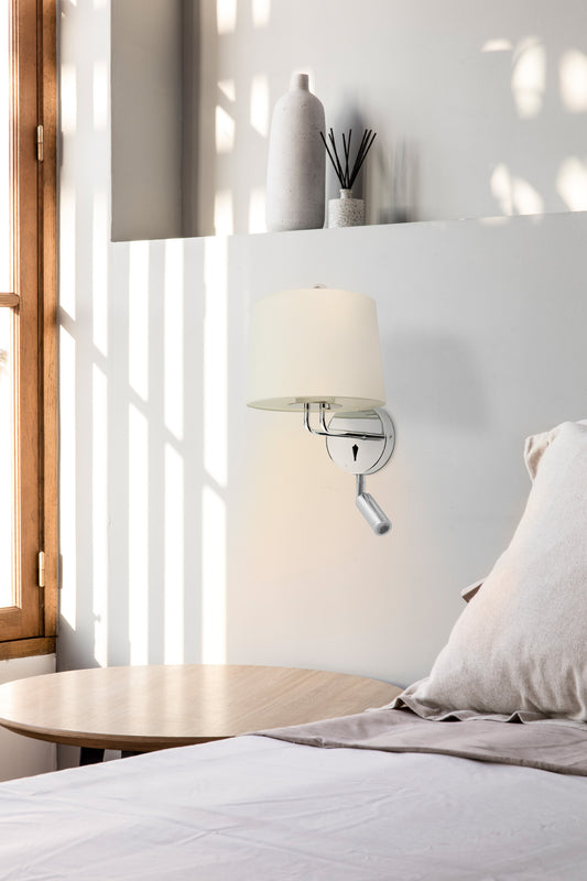 Wall light MONTREAL WALL LIGHT WITH READER, CHROME, BEIGE DISPLAY