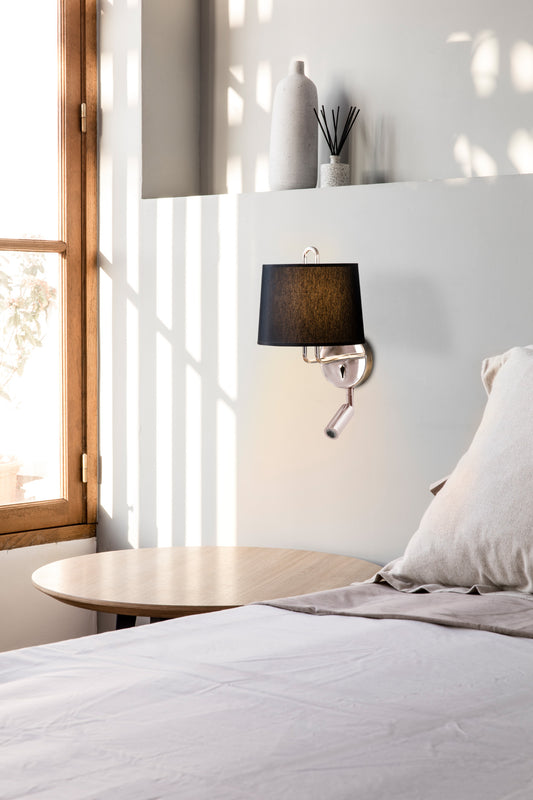Wall light MONTREAL WALL LIGHT WITH CHROME READER BLACK SCREEN