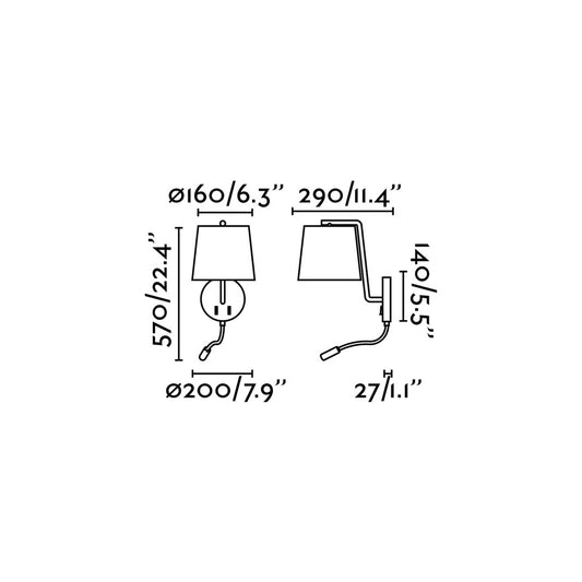 Wall light BERNI WHITE WALL LIGHT WITH E27 READING LIGHT 20W LED 3W