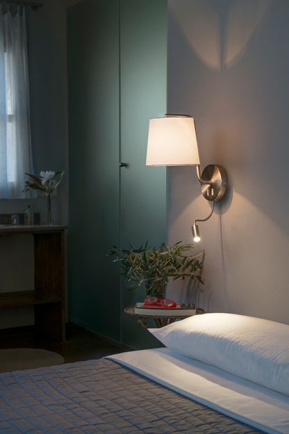 BERNI Satin nickel wall lamp with reader