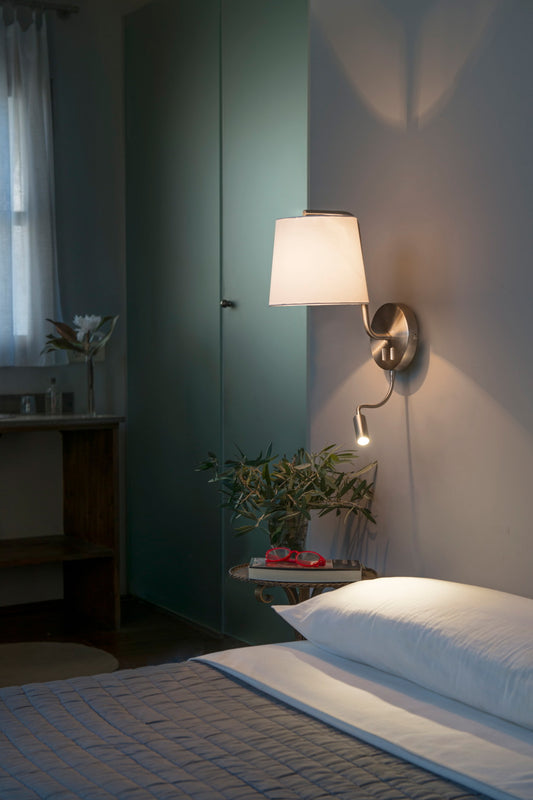 Wall light BERNI SATIN NICKEL WALL LIGHT WITH E27 20W READER L
