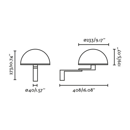 DOME Wall lamp with adjustable arm black
