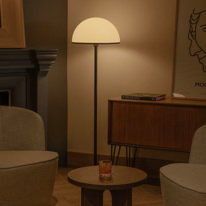 Floor lamp in a dimly lit room with a cozy ambiance