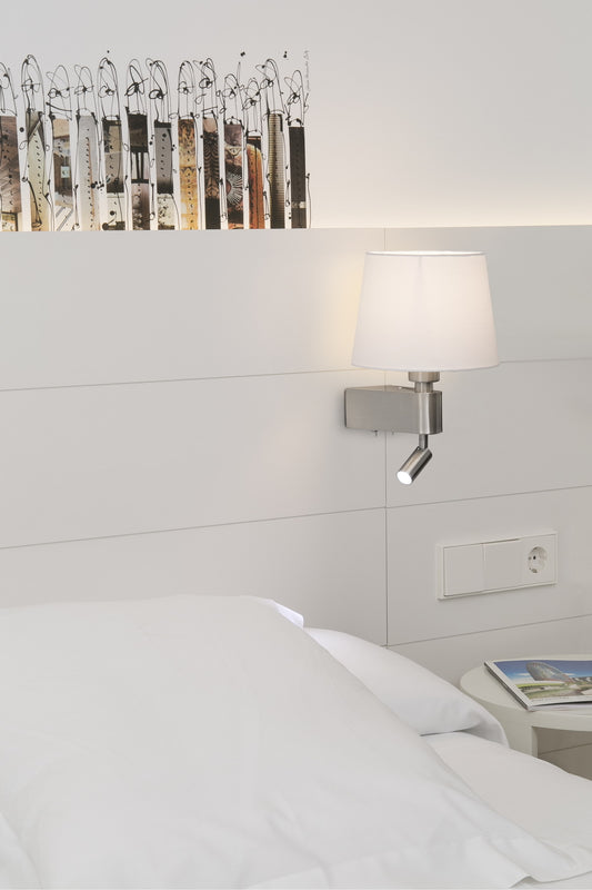 Wall light ROOM LAMP WHITE 1 X E27 15W + LED 3W 3000K