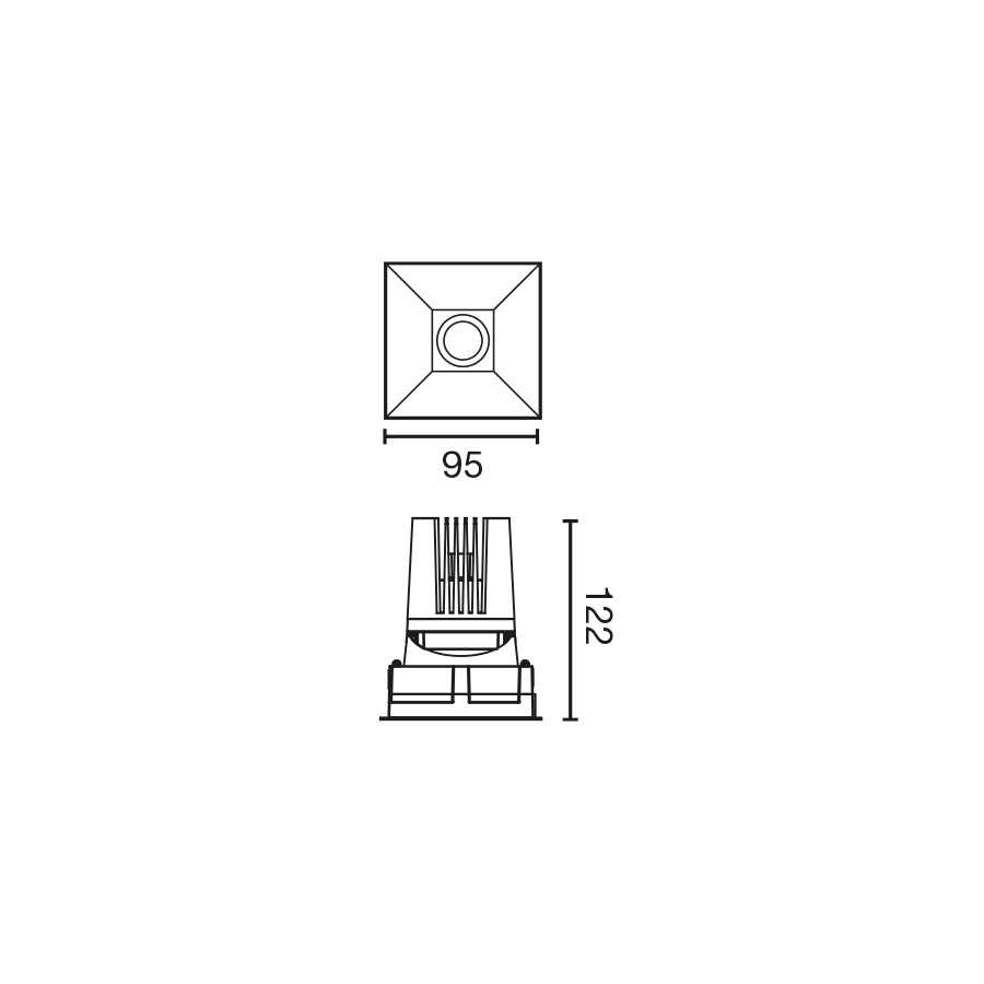 DEEP60 Downlight square black 15° 4000K CRI90 spread
