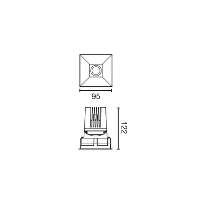 DEEP60 Downlight square black 15° 4000K CRI90 stripy