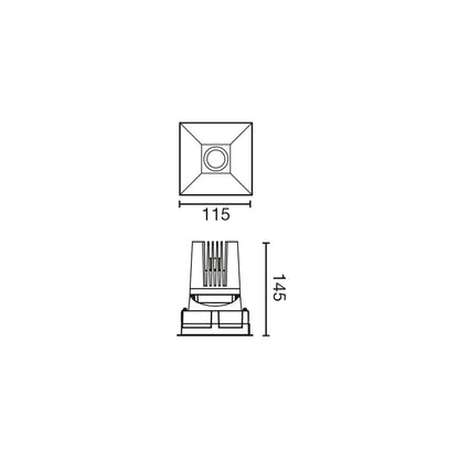 DEEP78 Downlight square black 60° 3000K CRI90 stripy