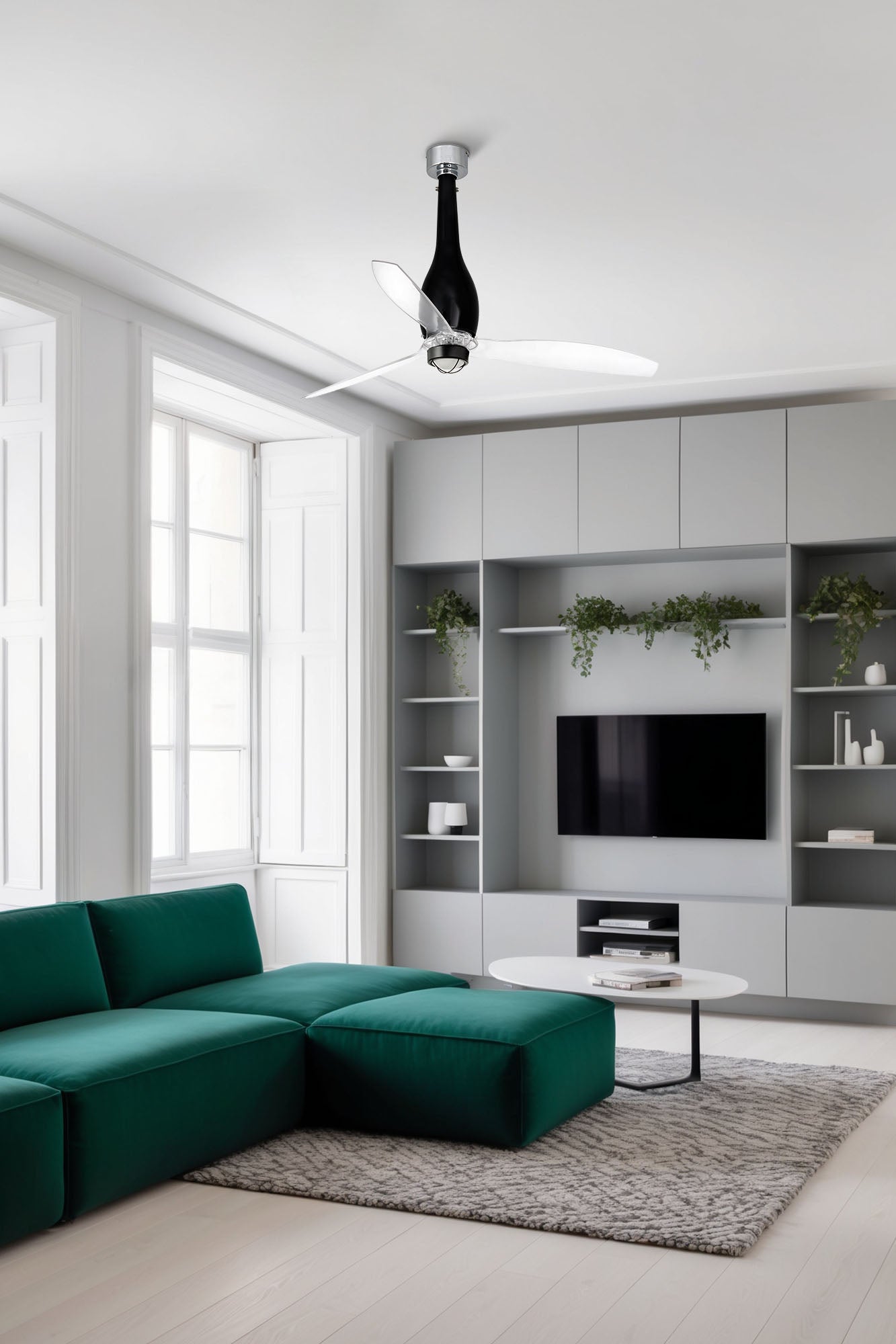 ETERFAN M LED Läikiv must/läbipaistev ventilaator 3000K