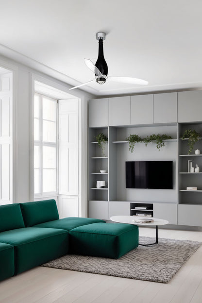ETERFAN M LED Läikiv must/läbipaistev ventilaator 3000K