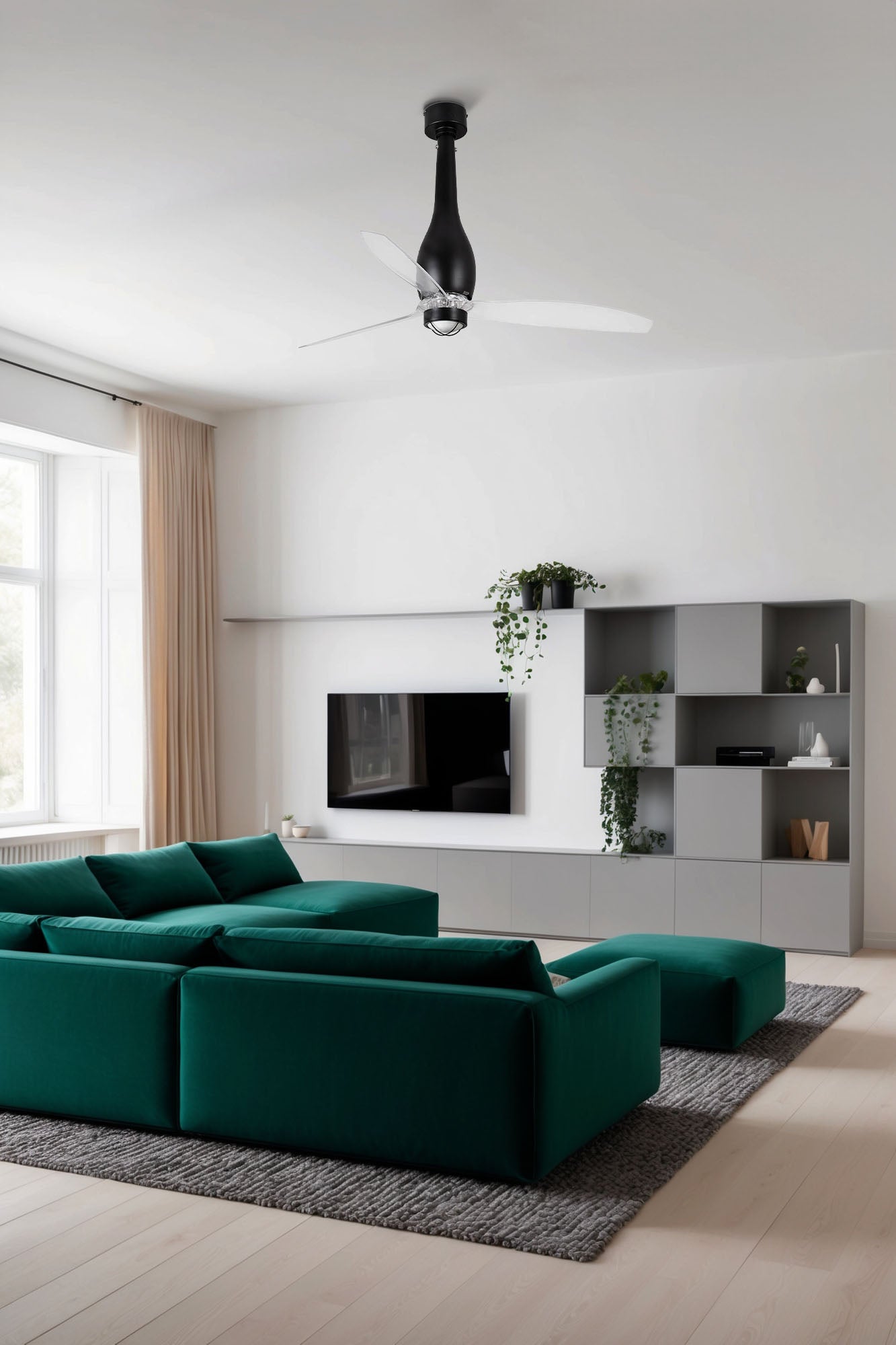ETERFAN M LED Mattmust/läbipaistev ventilaator 3000K