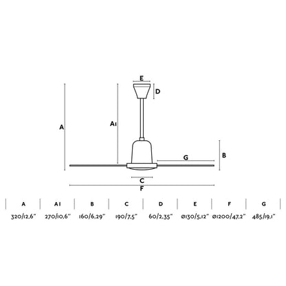 110V ECO INDUS Ø1200MM BLANCO 3 PALAS