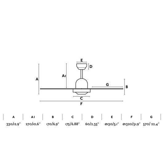 Ceiling fan without light 110V IBIZA Ø1320MM OXIDE BROWN 4 BLADES