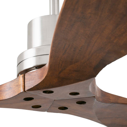 Deckenventilator ohne Licht LANTAU L DC Ø1320 MATTNICKEL 3 BLÄTTER WALNUSS