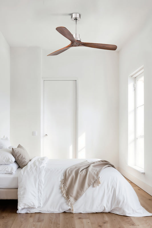 Ceiling fan without light LANTAU L DC Ø1320 NICKEL MAT 3 BLADES WALNUT